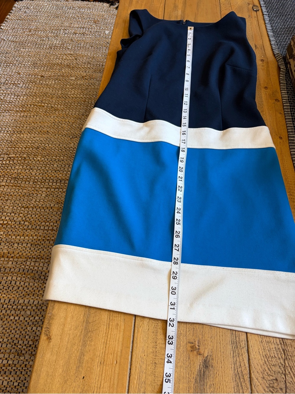 Laundry By Shelli Segal Navy, Royal Blue and Cream Colorblock Sleeveless Dress - Picture 4 of 4